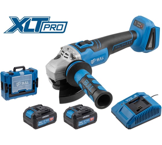 Изображение товара Аккумуляторная углошлифмашина BULL CSG 1812 R Xcase, XLTpro, бесщеточный, 125 мм, рег. об., 8000 об/мин, 2x4 А*ч 1333860