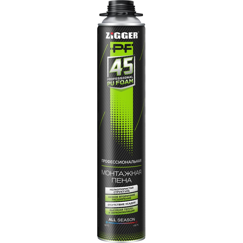 Изображение товара Пена монтажная всесезонная ZIGGER PF 750 мл в баллоне под пистолет