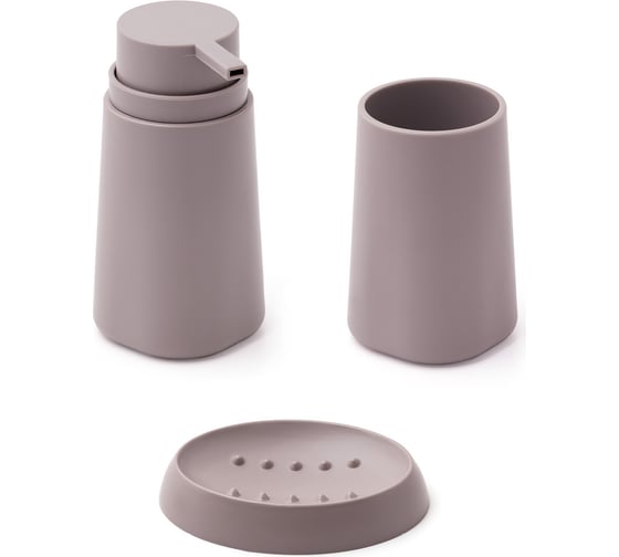 Изображение товара Набор для ванной DeNASTIA диспенсер 370 мл/стакан 370 мл/мыльница, розовый X000104