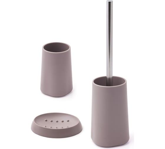 Изображение товара Набор для ванной DeNASTIA стакан 370 мл/мыльница/щетка, розовый X000091