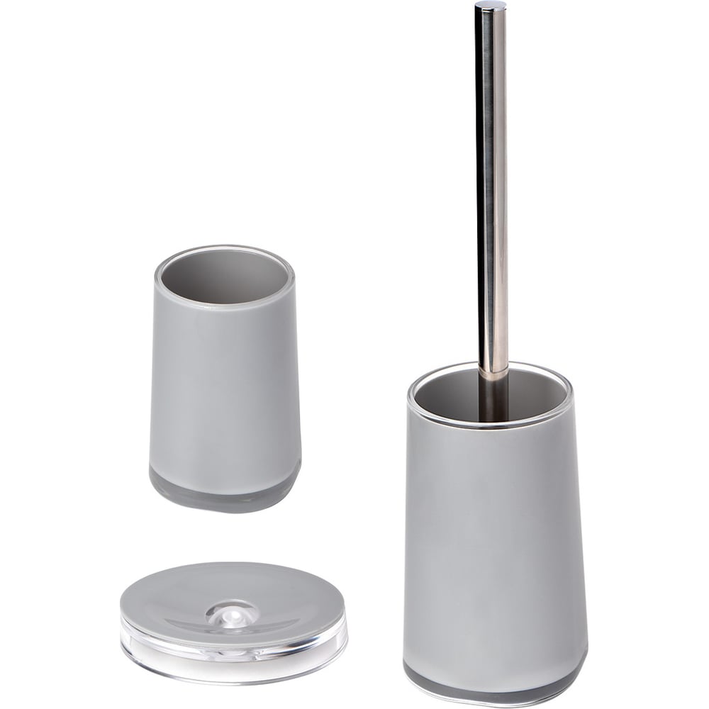 Изображение товара Набор для ванной DeNASTIA стакан мыльница щетка серый 370 мл