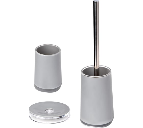 Изображение товара Набор для ванной DeNASTIA стакан 370 мл/мыльница/щетка, серый X000082