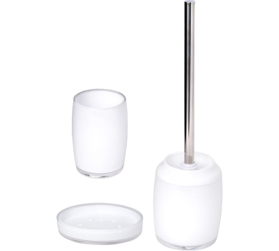Изображение товара Набор для ванной DeNASTIA стакан 370 мл/мыльница/щетка, белый X000083