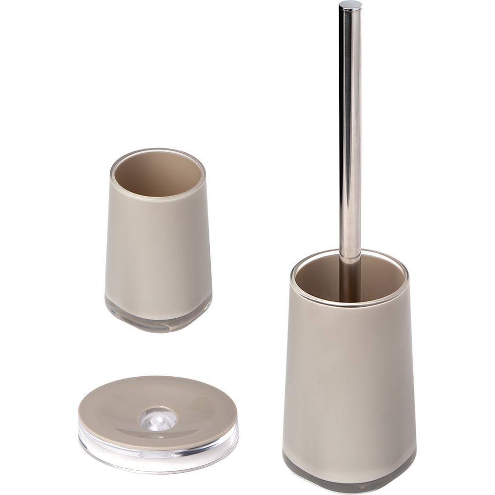 Изображение товара Набор для ванной DeNASTIA стакан мыльница щетка бежевый 370 мл