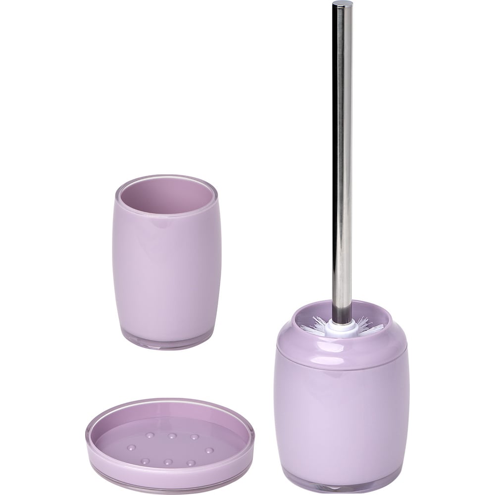 Изображение товара Набор для ванной DeNASTIA стакан мыльница щетка лаванда 370 мл
