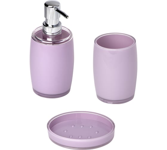 Изображение товара Набор для ванной DeNASTIA диспенсер 370 мл/стакан 370 мл/мыльница, лаванда X000097