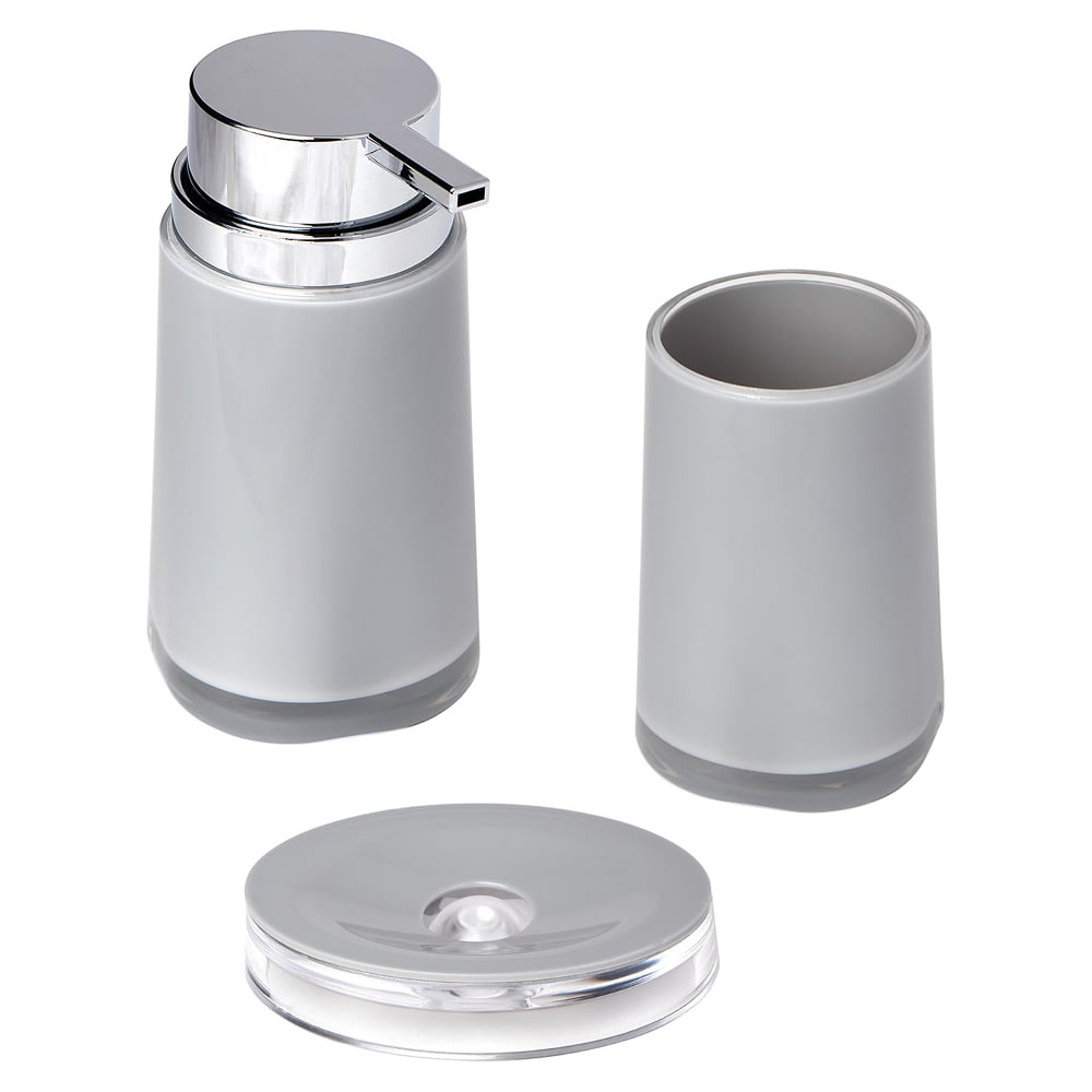 Изображение товара Набор для ванной DeNASTIA диспенсер 370 мл/стакан 370 мл/мыльница, серый X000095