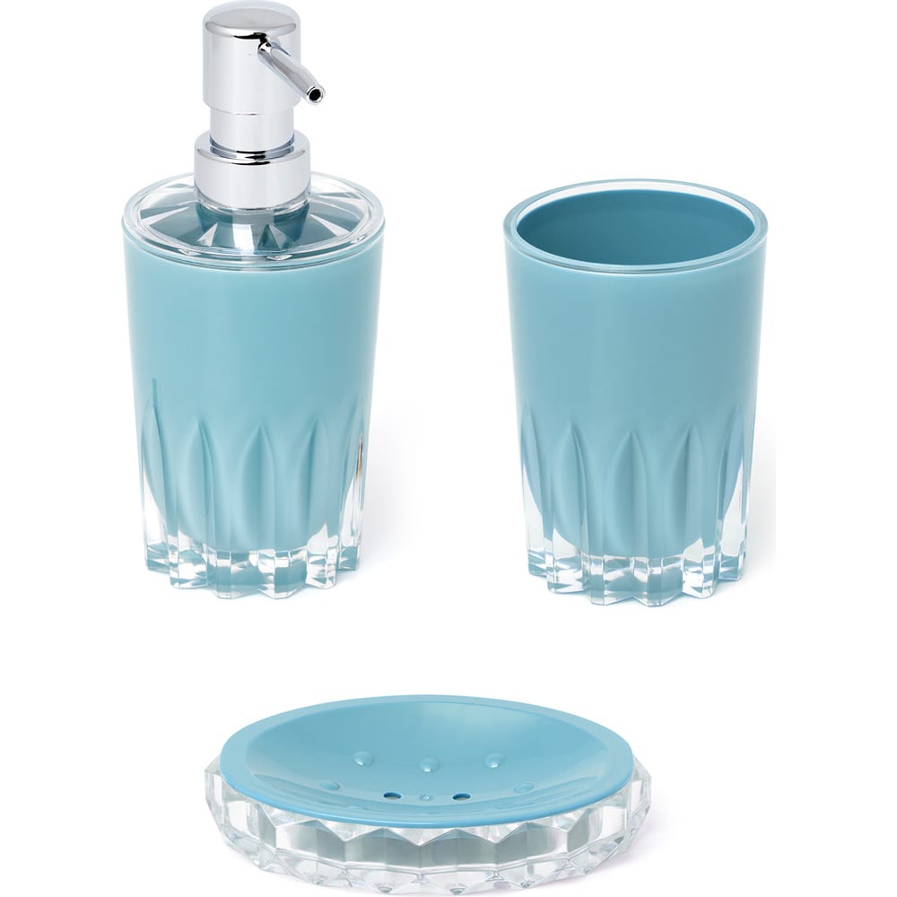 Изображение товара Набор для ванной DeNASTIA диспенсер стакан мыльница бирюза 370 мл