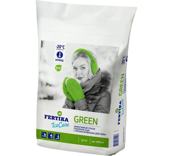 Изображение товара Антигололедный реагент Fertika Icecare Green 20 кг Ф02561