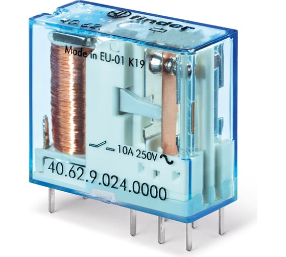 Изображение товара Миниатюрное реле Finder 2 перекидных контакта 10А, = 110В DC, AgNi, 406291100000