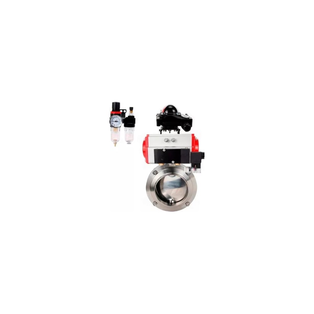 Изображение товара Затвор DN.ru clamp 304-304-EPDM Ду20 Ру10 нержавеющая сталь пневмопривод