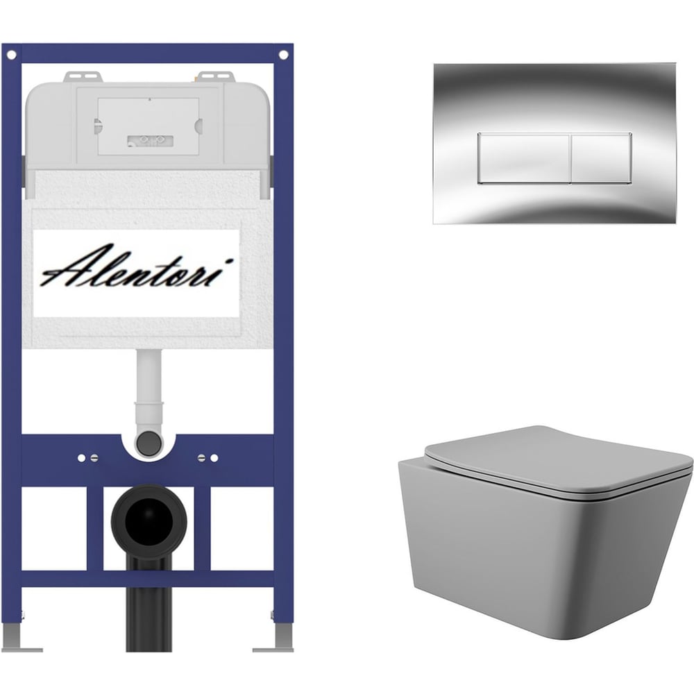 Изображение товара Комплект инсталляции ALENTORI для подвесного унитаза SISTEMA 52 AL.SIS11T с клавишей смыва и двойны