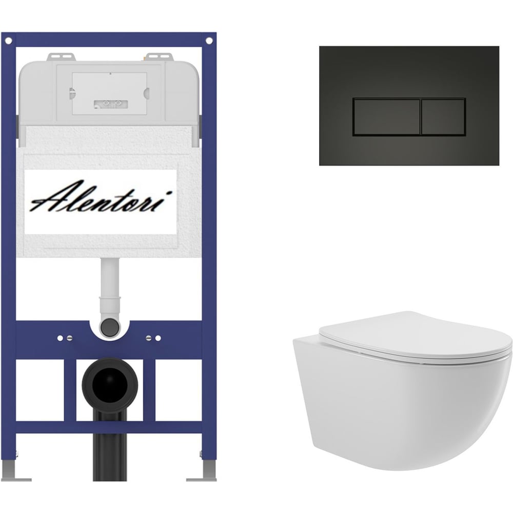 Изображение товара Комплект инсталляции для унитаза Aqueduto AL.SIS11TAL.CHI203BMO0110 с микролифтом и современным диз