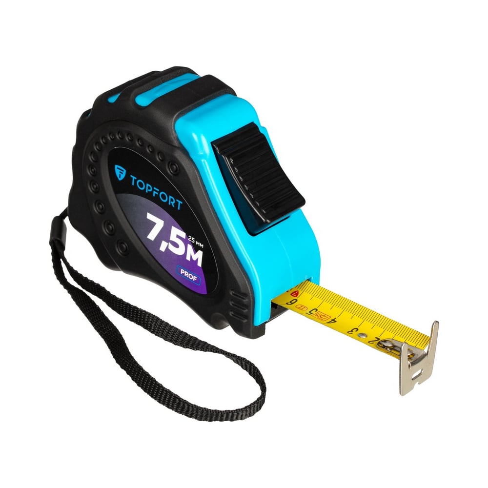 Изображение товара Рулетка TOPFORT 7,5 м х 25 мм с автостопом и двусторонним зацепом