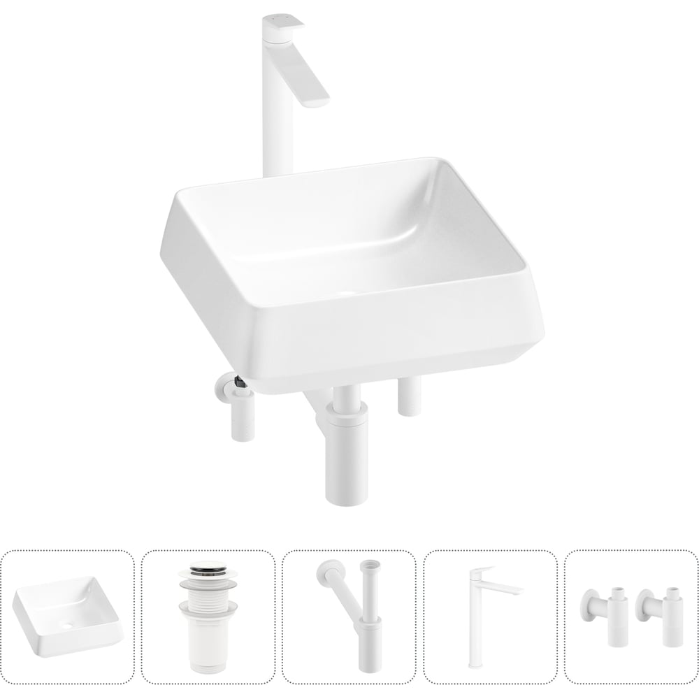 Изображение товара Комплект 5 в 1 Wellsee Lavinia Boho накладная раковина 38x38 см