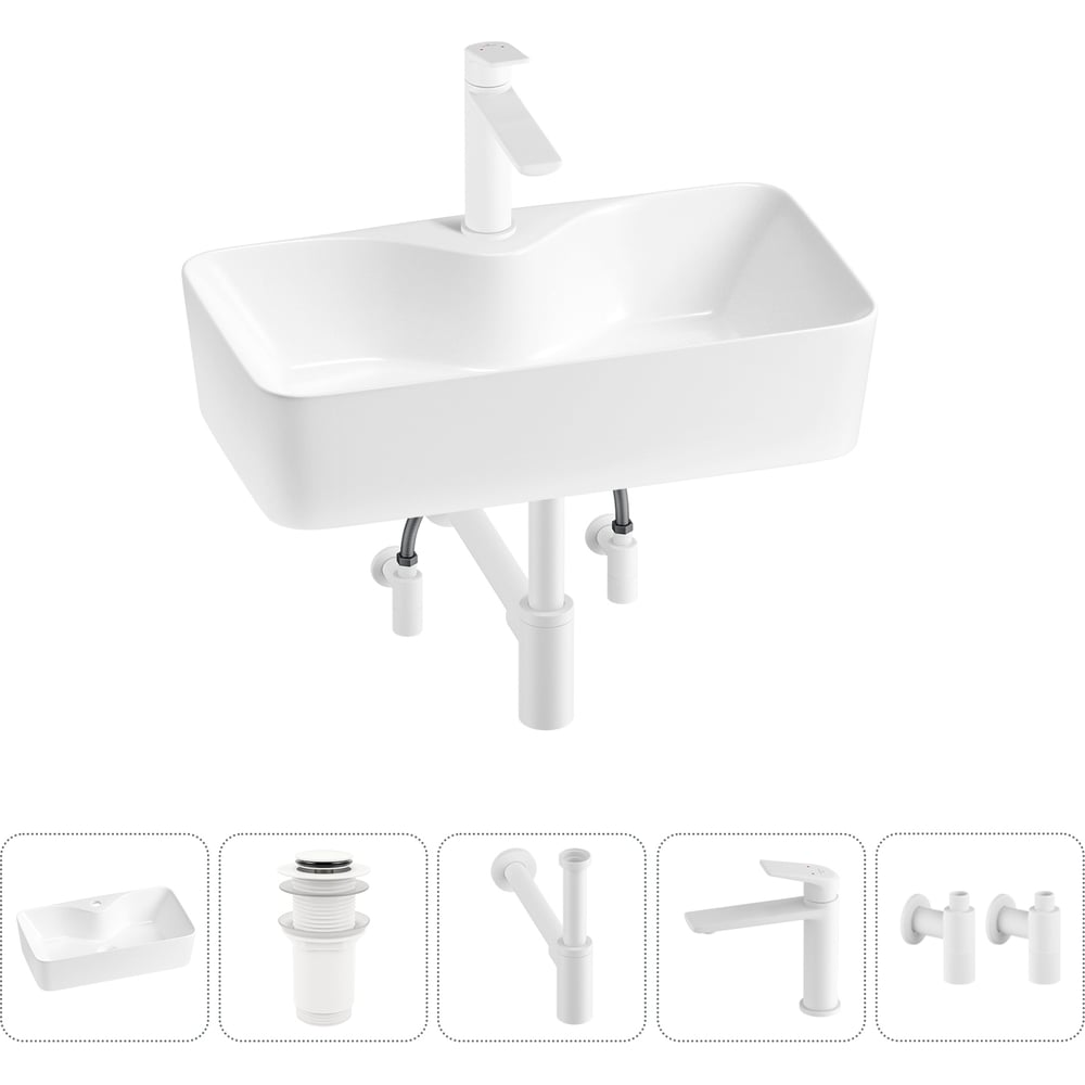 Изображение товара Комплект 5 в 1 Wellsee Lavinia Boho накладная раковина 54x30 см с комплектом