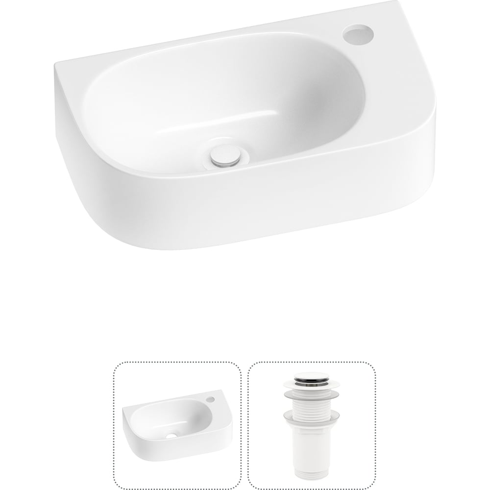Изображение товара Комплект 2 в 1 Wellsee Lavinia Boho Bathroom Sink накладная/подвесная раковина 40x22 см 20216304R