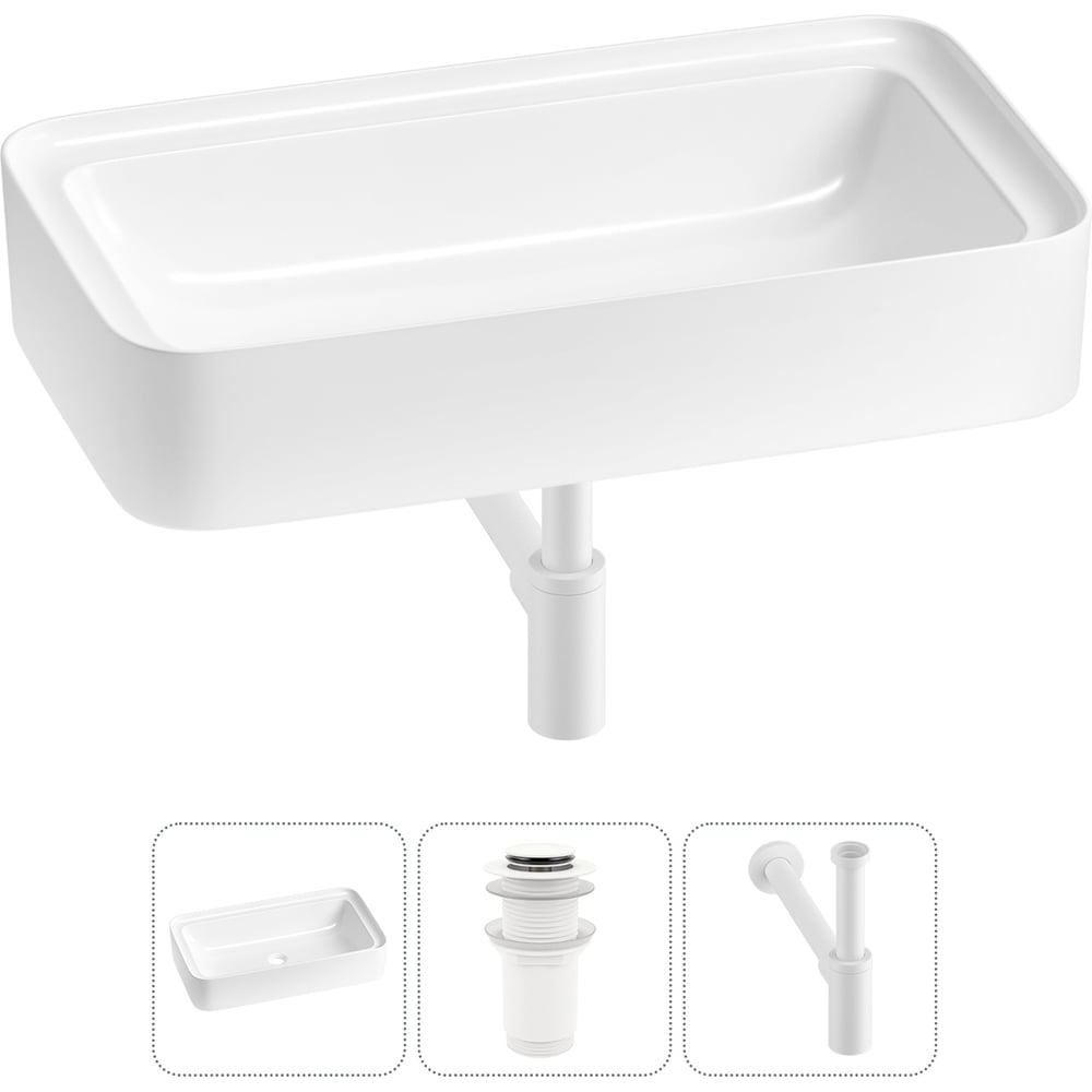 Изображение товара Комплект 3 в 1 Wellsee Lavinia Boho накладная раковина для ванной 75x40 см основной белый фарфор