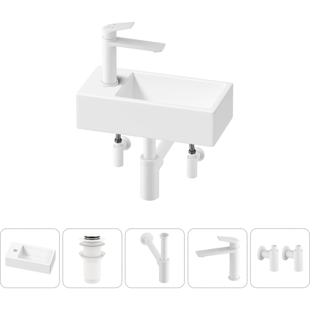 Изображение товара Комплект 5 в 1 Wellsee Lavinia Boho Bathroom Sink накладная/подвесная раковина 40x20 см 20216008R