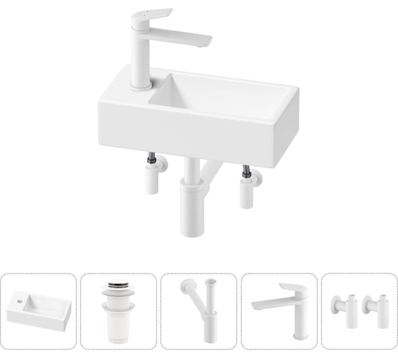 Изображение товара Комплект 5 в 1 Wellsee Lavinia Boho Bathroom Sink накладная/подвесная раковина 40x20 см 20216008R