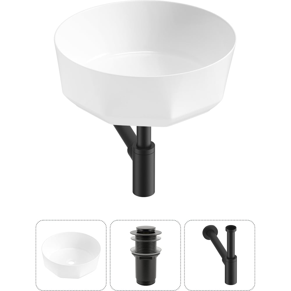 Изображение товара Комплект 3 в 1 Wellsee Lavinia Boho накладная раковина 42 см белая