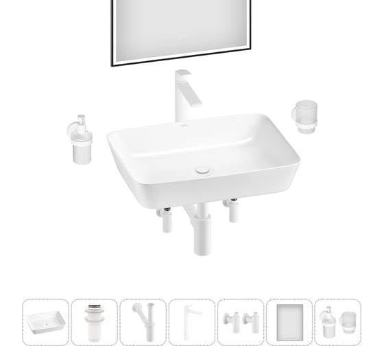 Изображение товара Набор Wellsee 7 в 1 Cromulent накладная раковина 56x40 см 318003000 20219002R