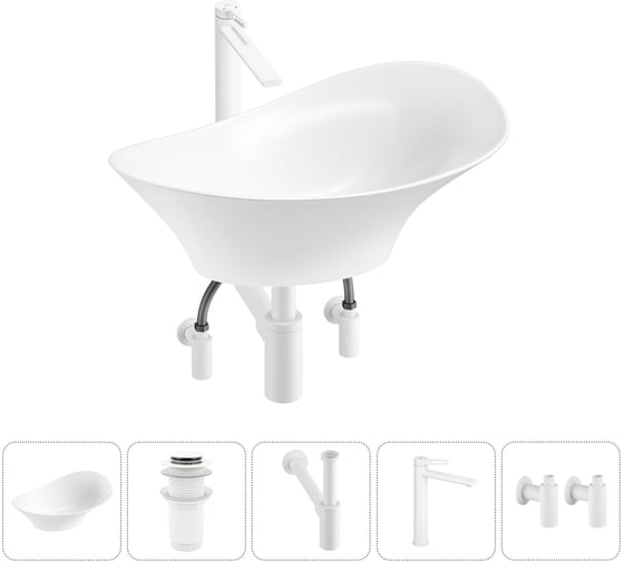 Изображение товара Комплект 5 в 1 Wellsee Lavinia Boho Bathroom Sink накладная раковина 56x33 см 3331111 20215363R