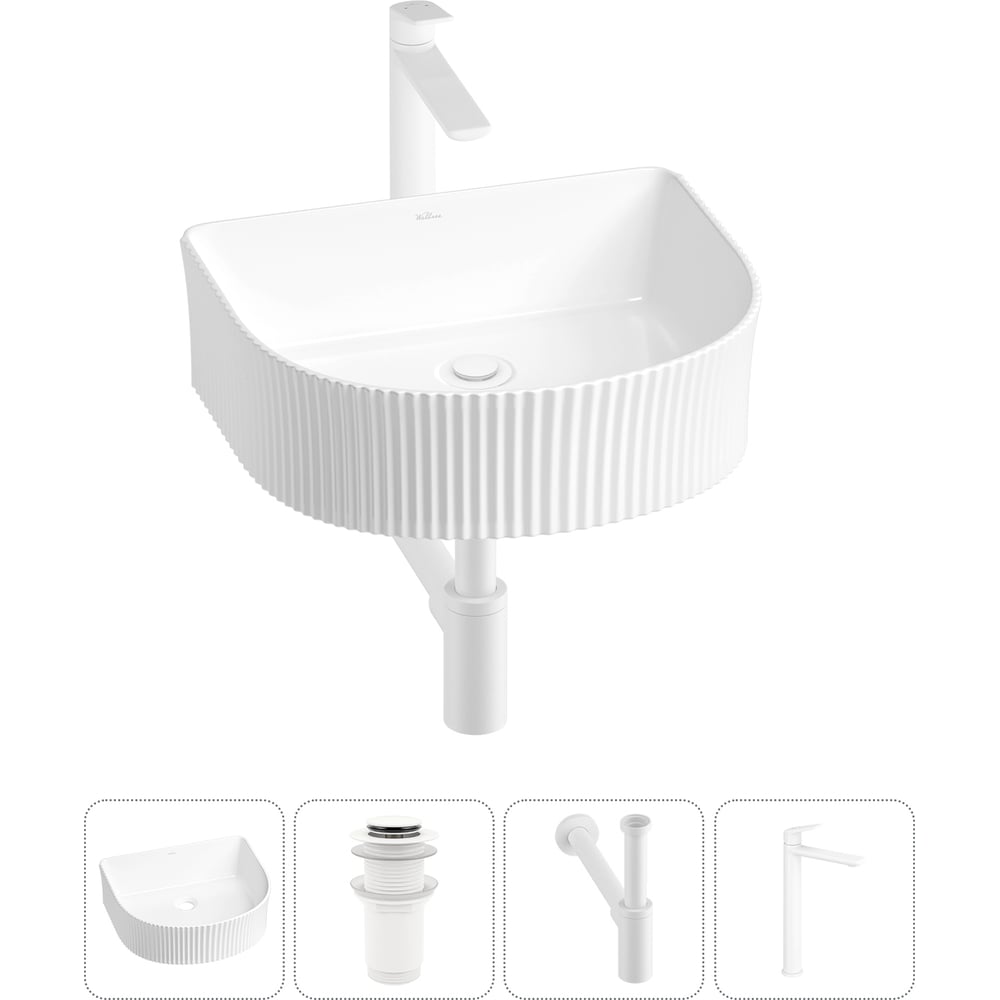 Изображение товара Набор для раковины Wellsee 4 в 1 Festive Fox накладная 40x35 см белый фарфор