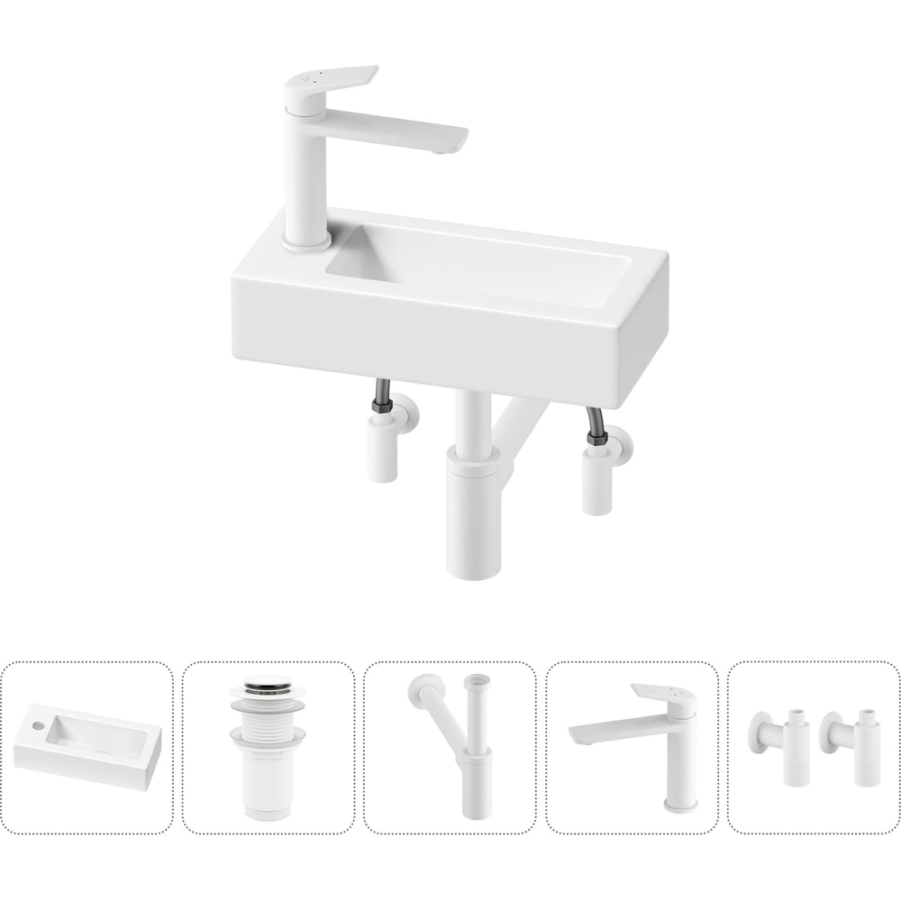 Изображение товара Комплект 5 в 1 Wellsee Lavinia Boho Bathroom Sink накладная/подвесная раковина 37x18 см 20215896R