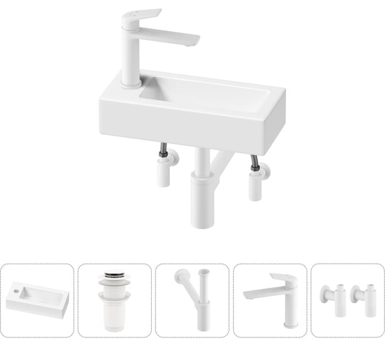 Изображение товара Комплект 5 в 1 Wellsee Lavinia Boho Bathroom Sink накладная/подвесная раковина 37x18 см 20215896R