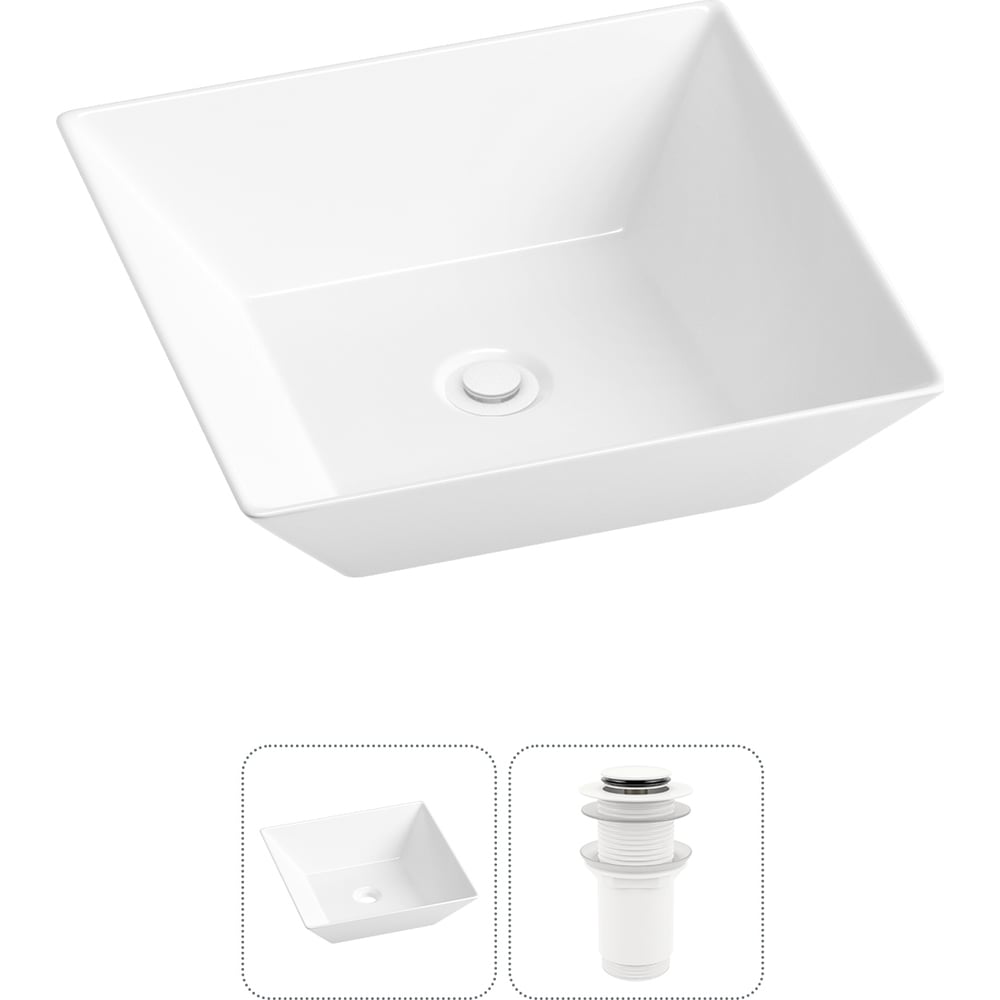 Изображение товара Комплект 2 в 1 Wellsee Lavinia Boho накладная раковина 42x42 см белая фарфор