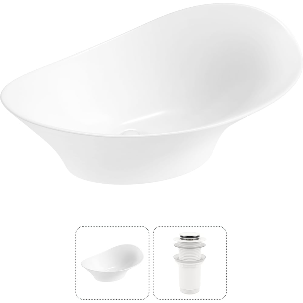 Изображение товара Комплект 2 в 1 Wellsee Lavinia Boho накладная раковина 56x33 см с донным клапаном