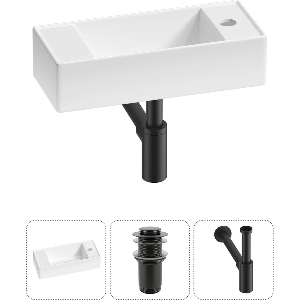 Изображение товара Комплект 3 в 1 Wellsee Lavinia Boho накладная раковина 43x18 см с сифоном