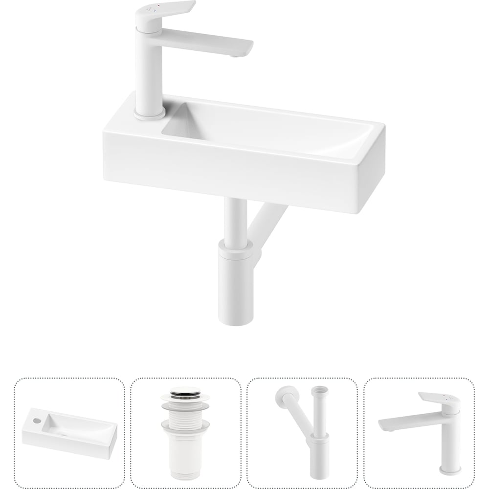 Изображение товара Комплект 4 в 1 Wellsee Lavinia Boho Bathroom Sink накладная/подвесная раковина 38x14 см 20215920R