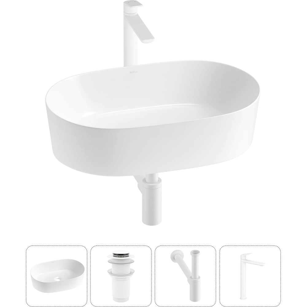 Изображение товара Набор Wellsee 4 в 1 Saint-Germain накладная раковина 56x37 см белая фарфор