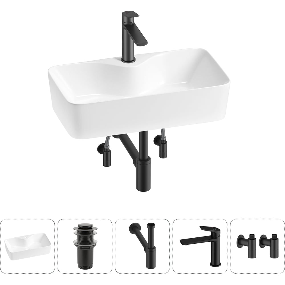 Изображение товара Комплект 5 в 1 Wellsee Lavinia Boho накладная раковина для ванной 54x30 см