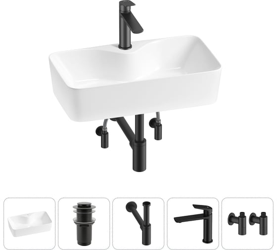 Изображение товара Комплект 5 в 1 Wellsee Lavinia Boho Bathroom Sink накладная раковина 54x30 см 3331110 20215284R