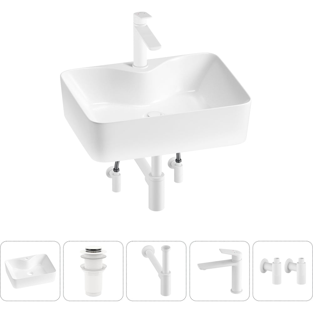 Изображение товара Комплект 5 в 1 Wellsee Lavinia Boho Bathroom Sink накладная раковина 48x37 см 3331110 20215270R