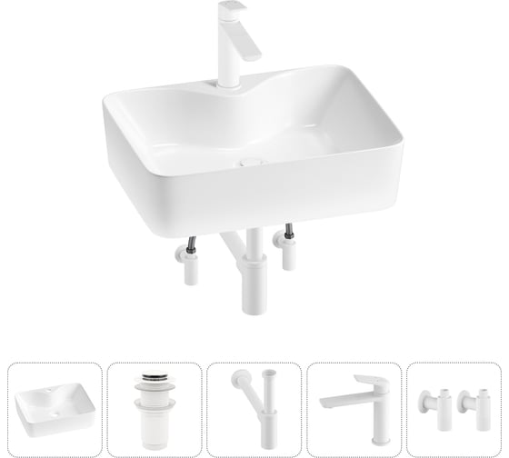 Изображение товара Комплект 5 в 1 Wellsee Lavinia Boho Bathroom Sink накладная раковина 48x37 см 3331110 20215270R