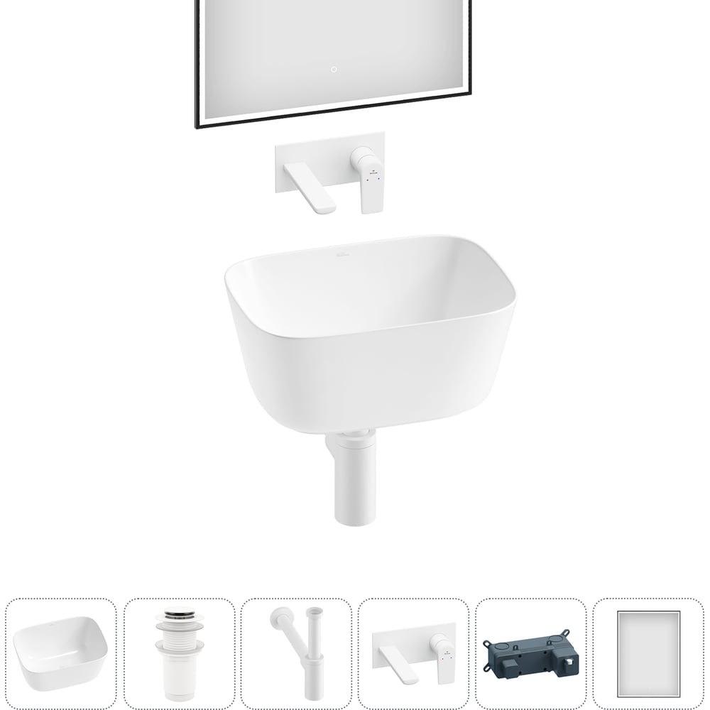 Изображение товара Накладная раковина Wellsee Fontenay Paris 45x33 см белая фарфор водоотталкивающая