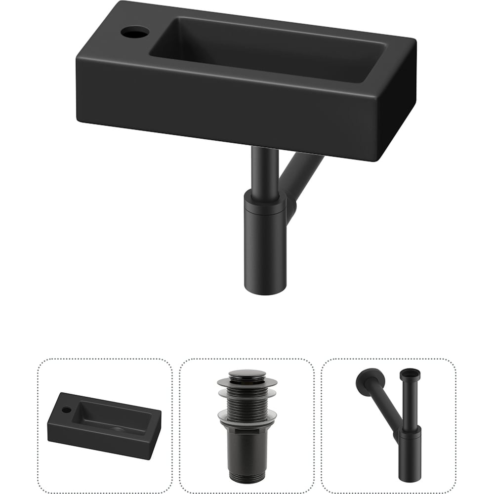 Изображение товара Комплект 3 в 1 Wellsee Lavinia Boho накладная раковина 37x18 см черная