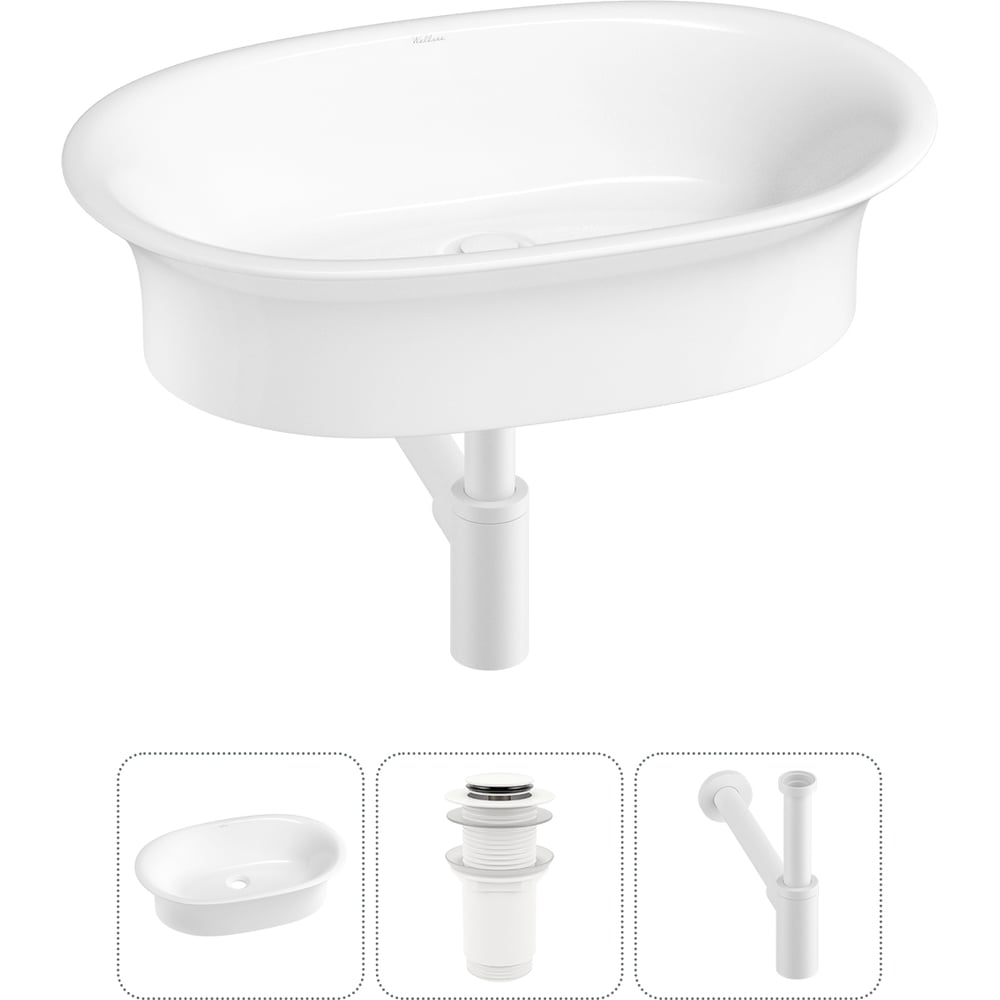 Изображение товара Набор Wellsee 3 в 1 Faze Moment накладная раковина 60x39 см белый фарфор