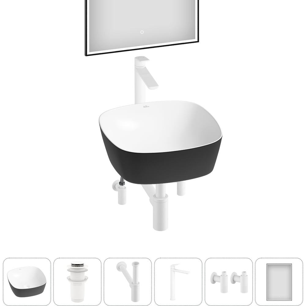 Изображение товара Набор накладная раковина Wellsee 6 в 1 Ground Breaking 40x40 см для ванной