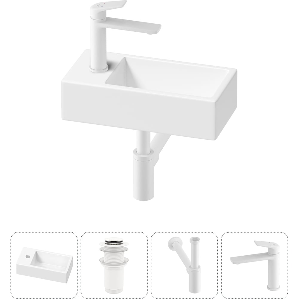 Изображение товара Комплект 4 в 1 Wellsee Lavinia Boho Bathroom Sink накладная/подвесная раковина 40x20 см 20216004R