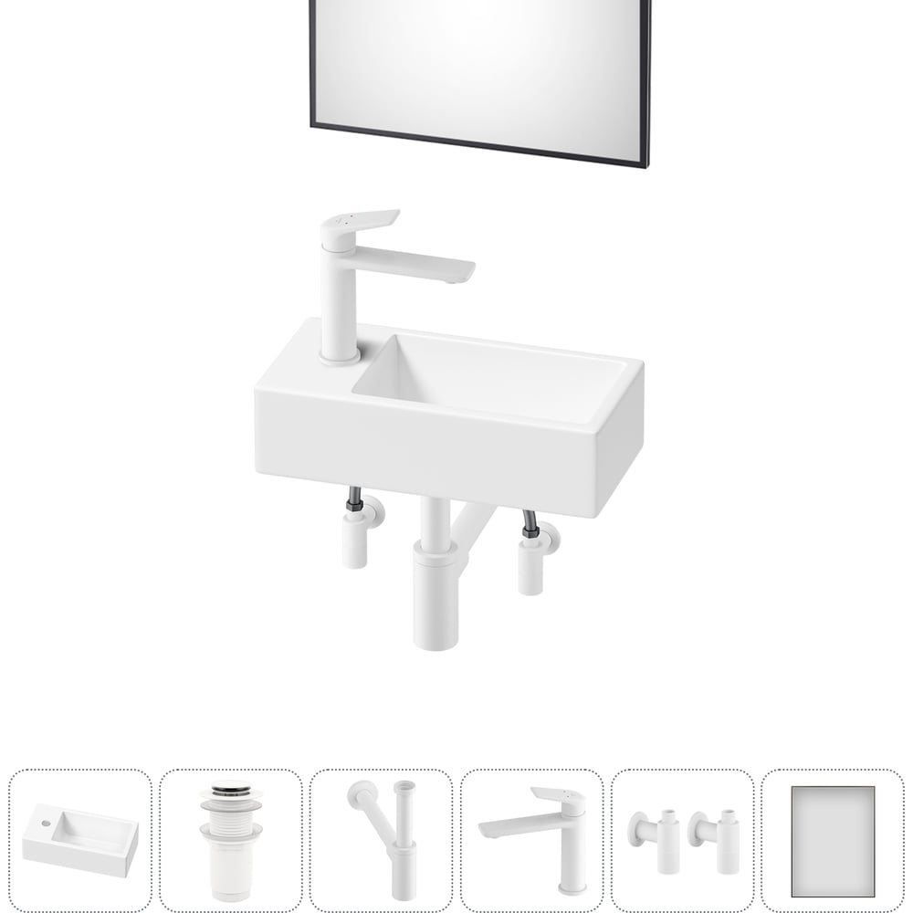 Изображение товара Комплект 6 в 1 Wellsee Lavinia Boho накладная раковина 40x20 см современный дизайн