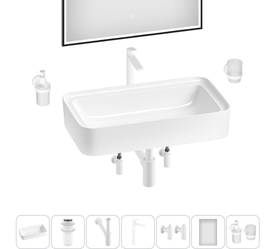 Изображение товара Комплект 7 в 1 Wellsee Lavinia Boho Bathroom Sink накладная раковина 75x40 см 3331109 20219384R