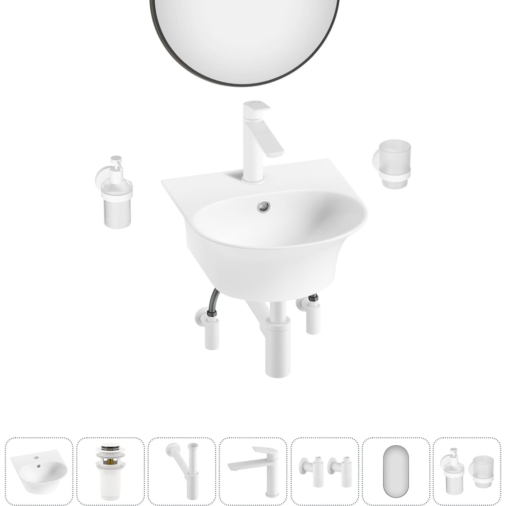 Изображение товара Комплект 7 в 1 Wellsee Lavinia Boho Bathroom Sink 34x36 см