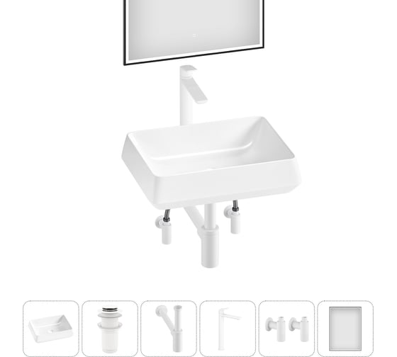 Изображение товара Комплект 6 в 1 Wellsee Lavinia Boho Bathroom Sink накладная раковина 50x38 см 3331111 20219436R