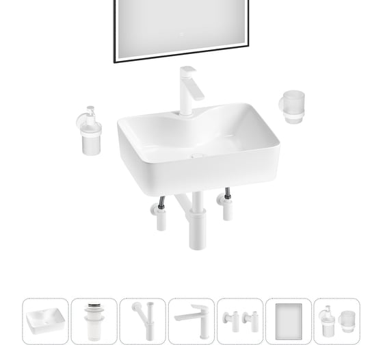 Изображение товара Комплект 7 в 1 Wellsee Lavinia Boho Bathroom Sink накладная раковина 48x37 см 3331110 20219352R