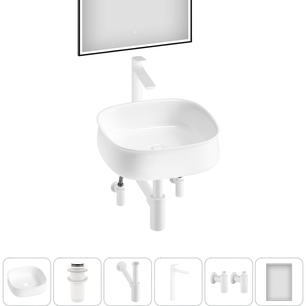 Изображение товара Комплект 6 в 1 Wellsee Lavinia Boho Bathroom Sink накладная раковина 42x42 см 3331108 20219444R